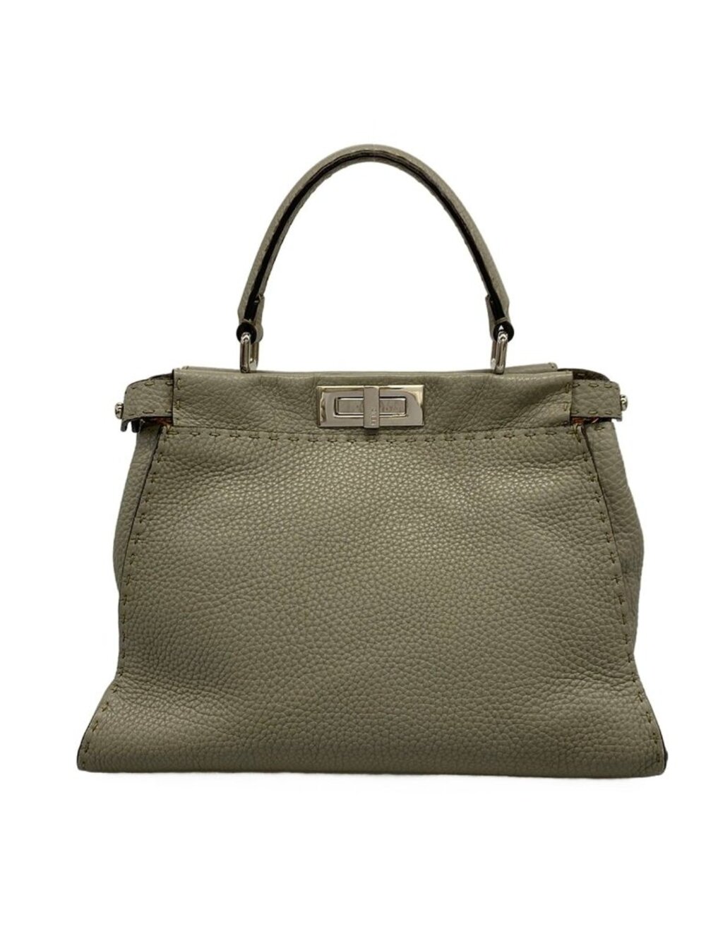 Fendi Tote Bag Peekaboo Iconic Medium Selleria Gray Leather